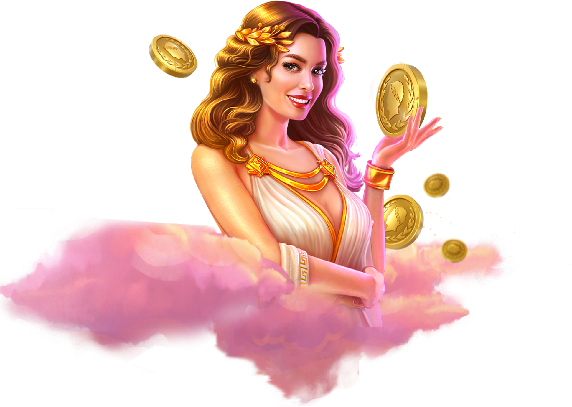 A woman representing Caesars Slots