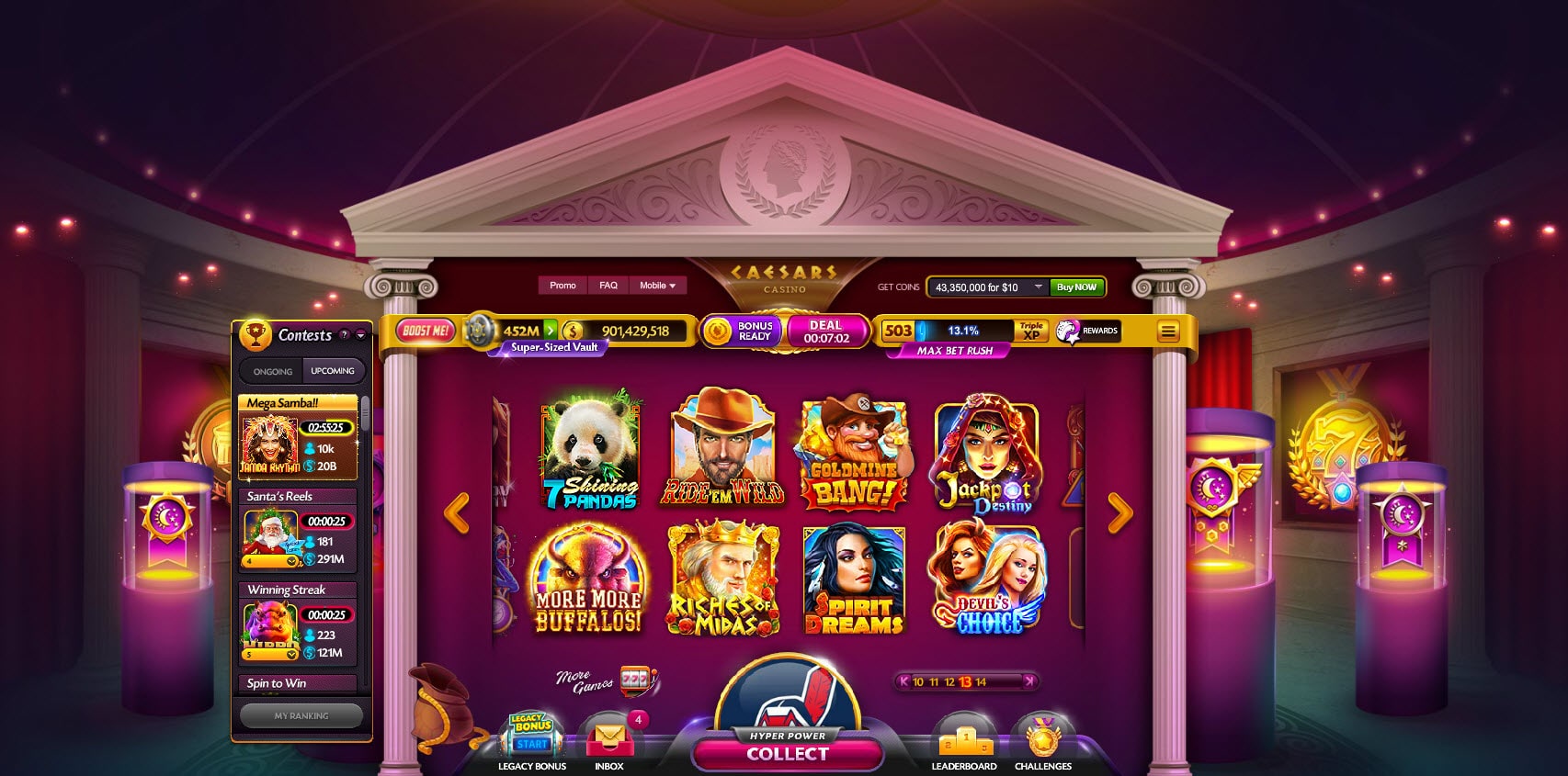 caesars casino main game lobby